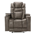 Power Motion Recliner with USB Charging Port and Hidden Arm Storage, 2 Cup Holders, 360° Swivel Tray Table F777720