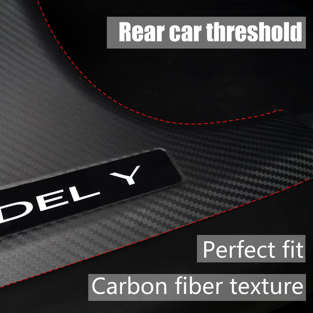 Matte Carbon Fiber ABS Door Sill Protector Set for Tesla Model Y M7355