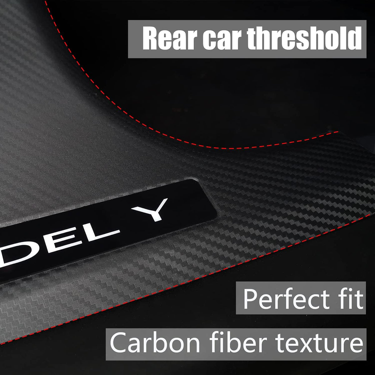 Matte Carbon Fiber ABS Door Sill Protector Set for Tesla Model Y M7355