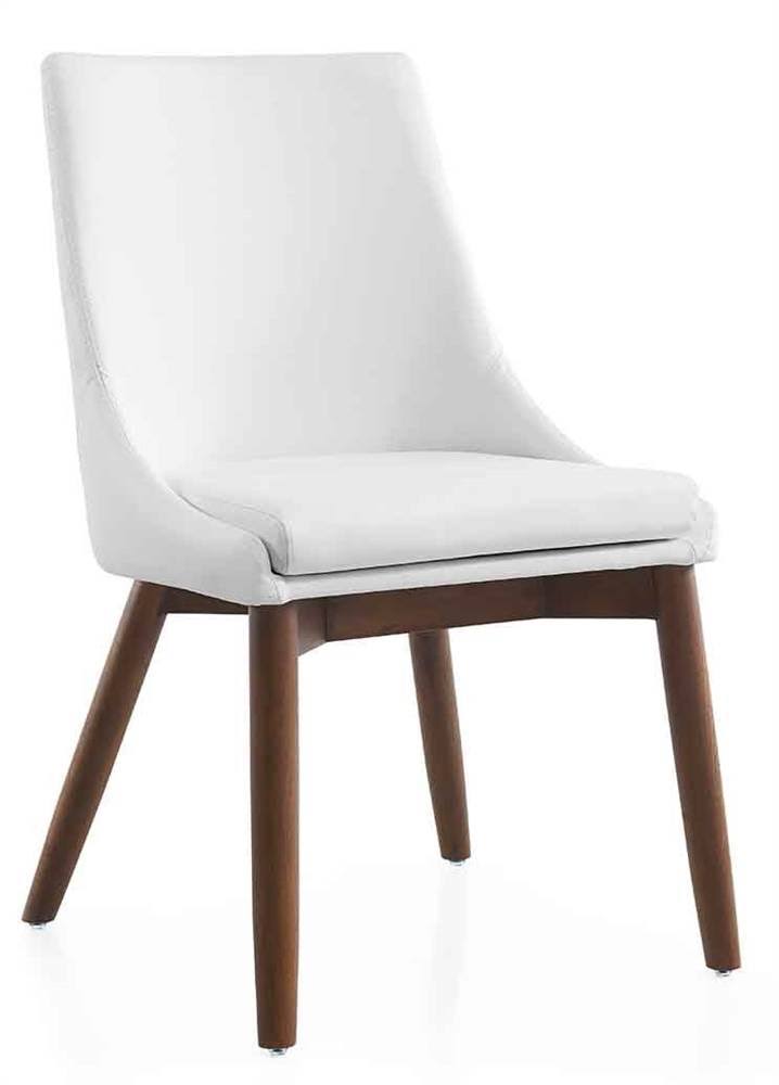 White Eco-Leather Walnut Legs Dining Chair S968