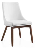 White Eco-Leather Walnut Legs Dining Chair S968