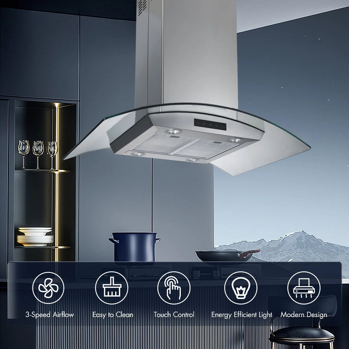 Island Mount Range Hood 30 inch 800 CFM Stainless Steel B78580