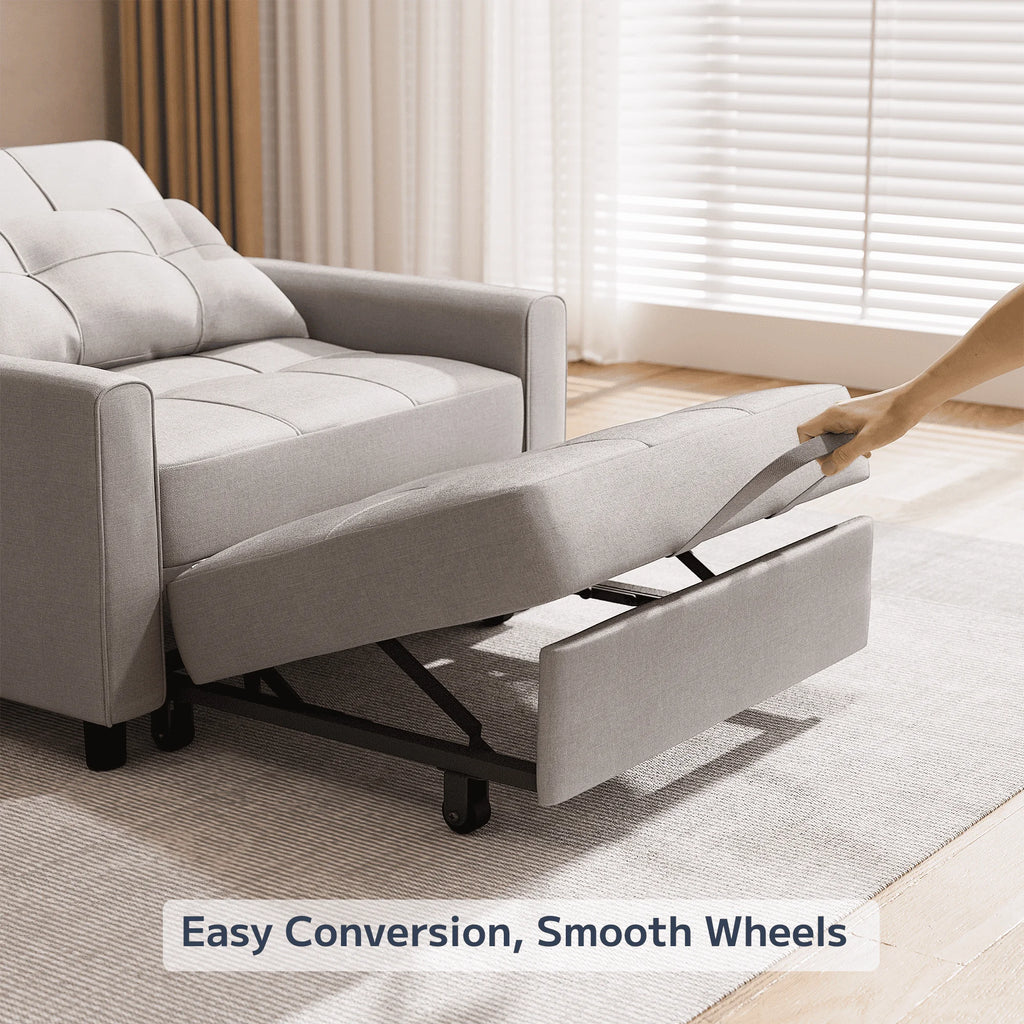 Light Gray 3 in 1 Convertible Sleeper Sofa W624