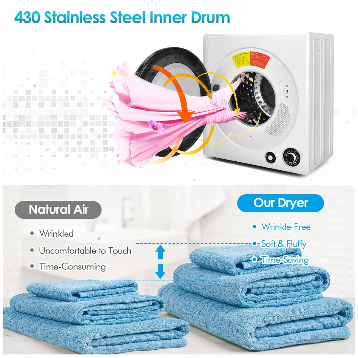 1350W Electric Compact Laundry Dryer 13.2 LBS H5619