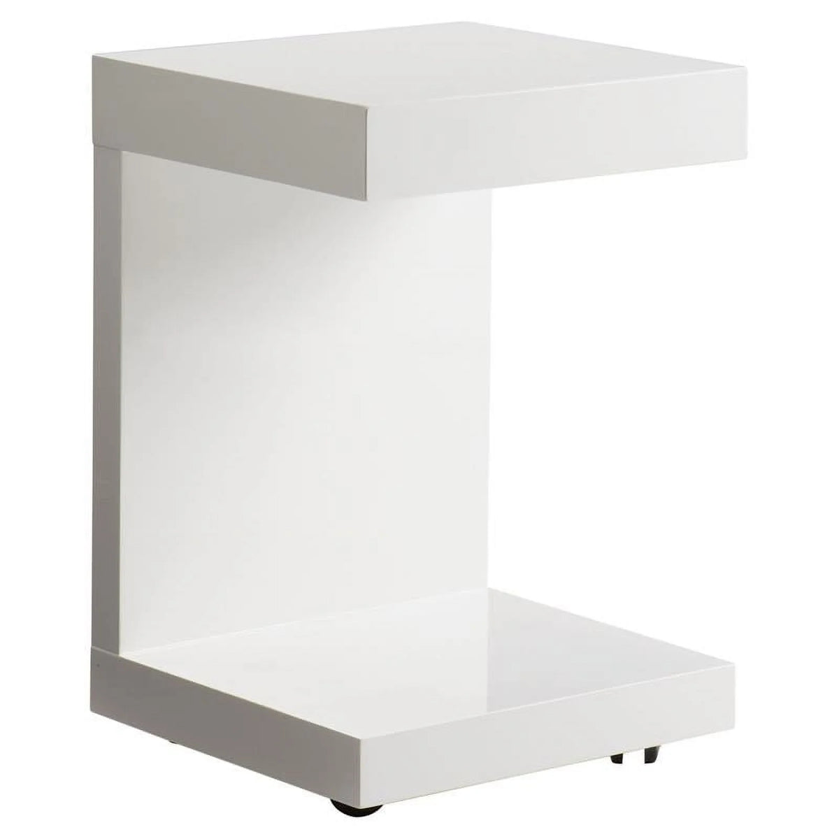 16" C-shaped End Table Set of 2 High Gloss White P8482