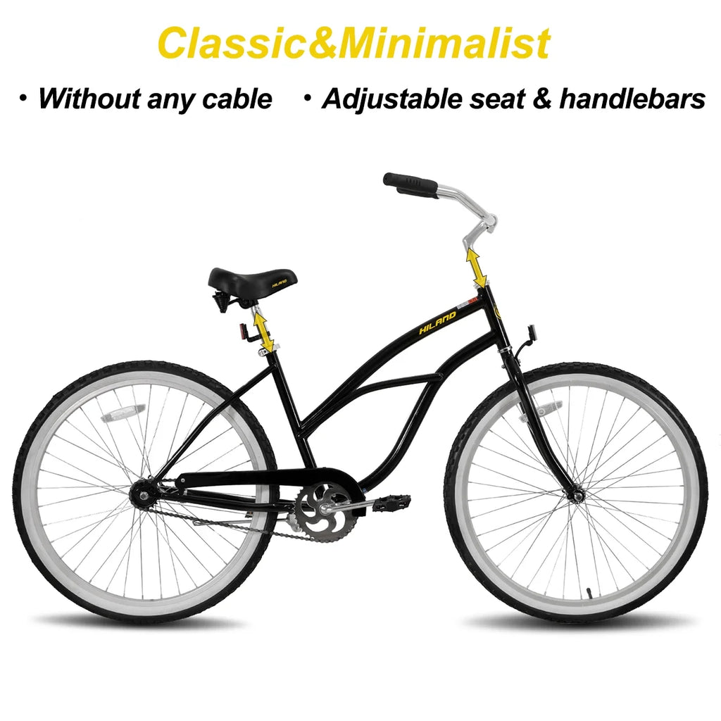 26 inch Red Black Blue Beach Cruiser Bike X5961