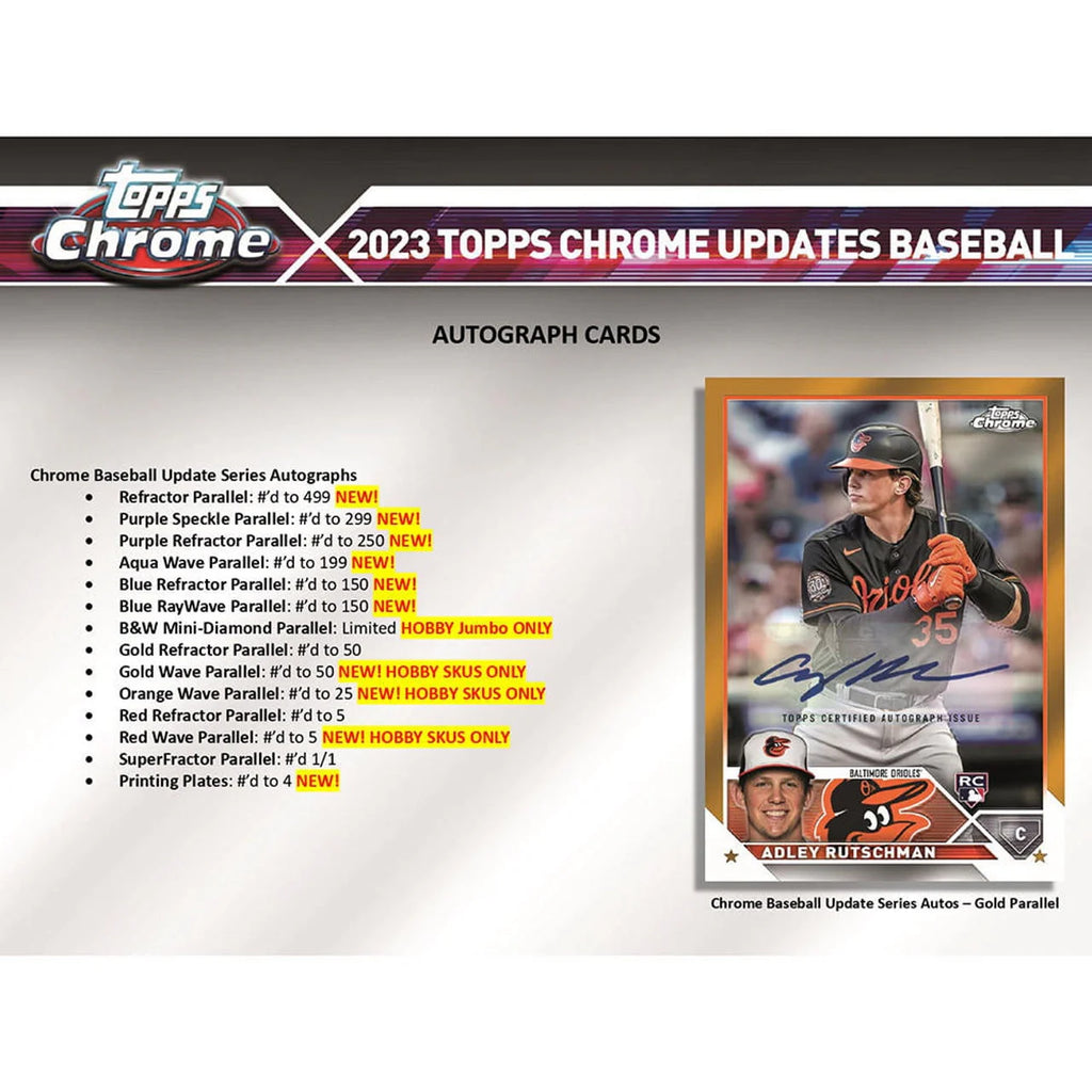 2023 Chrome Update Series Baseball Trading Card Hobby Jumbo Box W754907