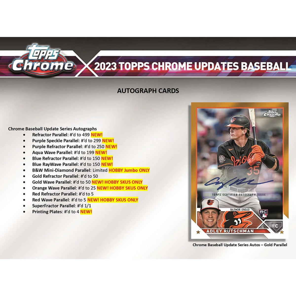 2023 Chrome Update Series Baseball Trading Card Hobby Jumbo Box W754907