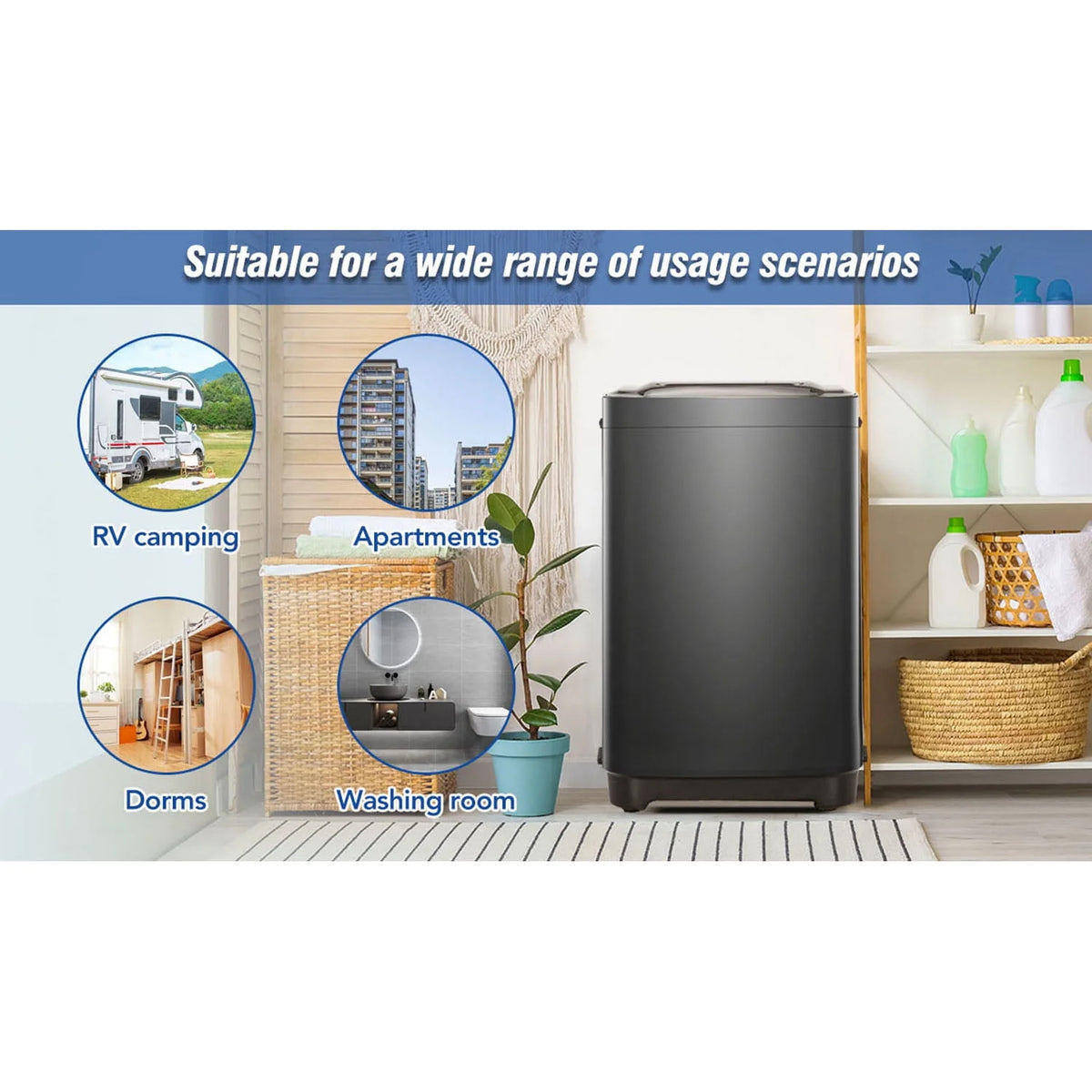 Portable Automatic Washing Machine 8 Water Levels 10 Programs W5645