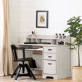 Winter Oak Computer Desk with Hutch L85064