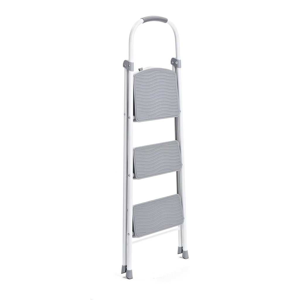 3 Step Folding Steel Step Stool, White V895