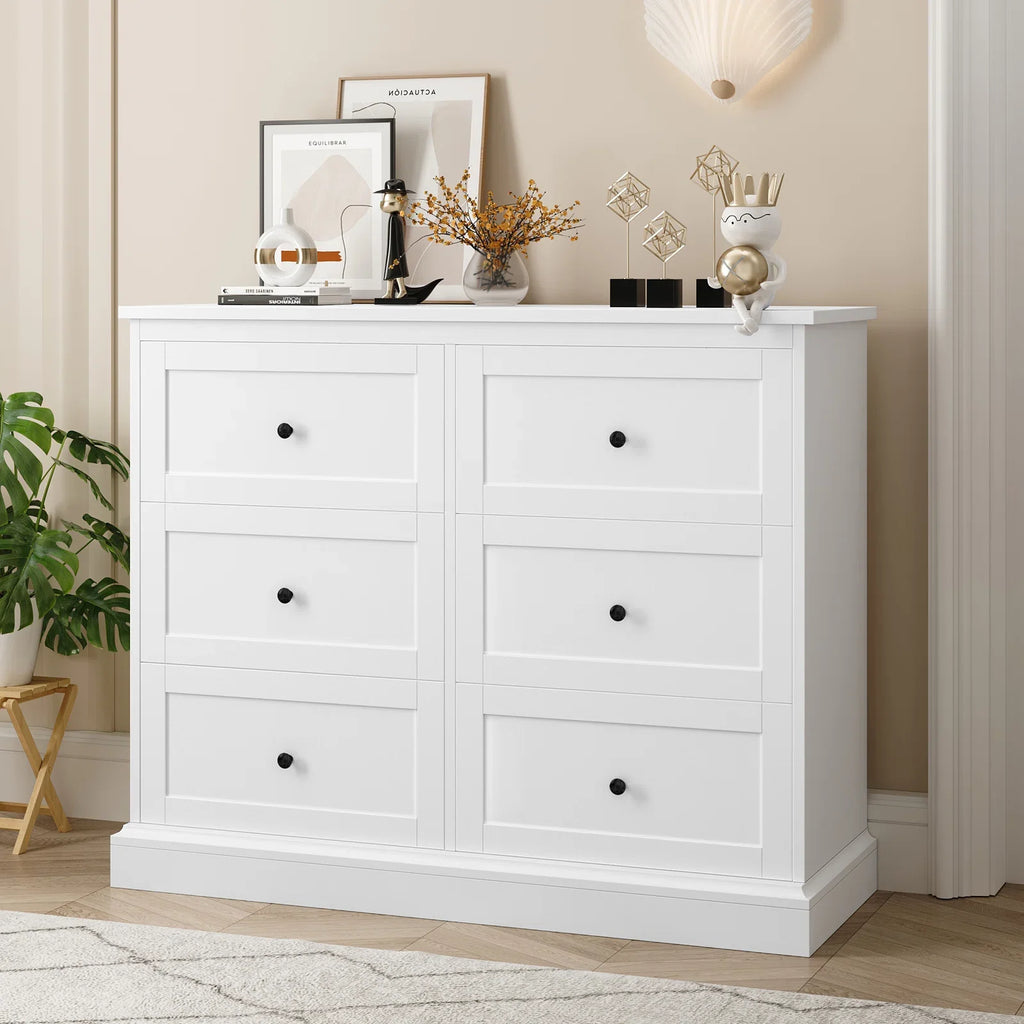 White 6 Drawer Wood Dresser U77754