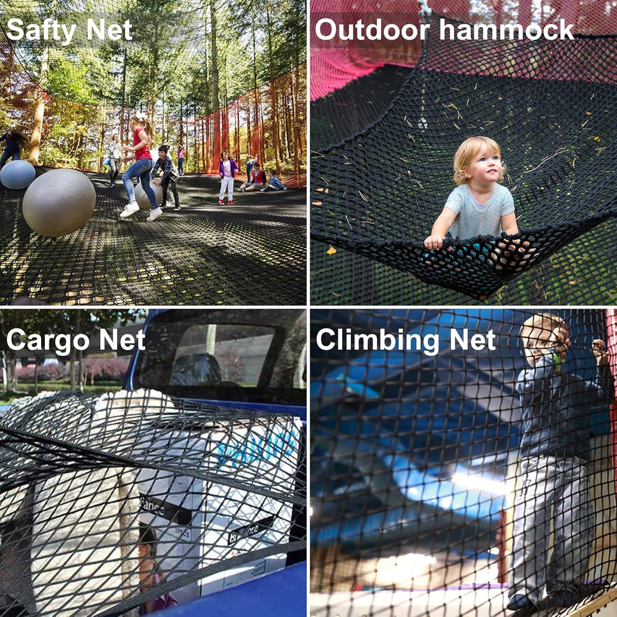 9.8X9.8 FT Kids Playground Net Heavy Duty Climbing Cargo Net D338483