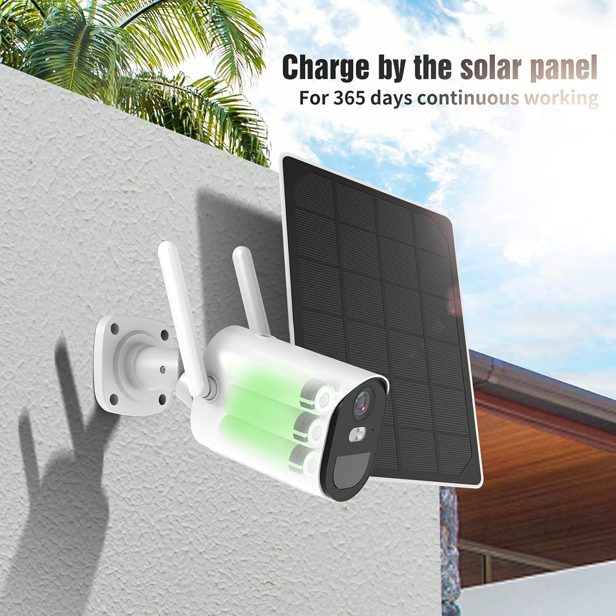 Solar Security Camera Outdoor Wireless Battery Powered 1080p with Spotlight Color Night Vision Two-Way Talk Siren Alarm Motion Detection P419212