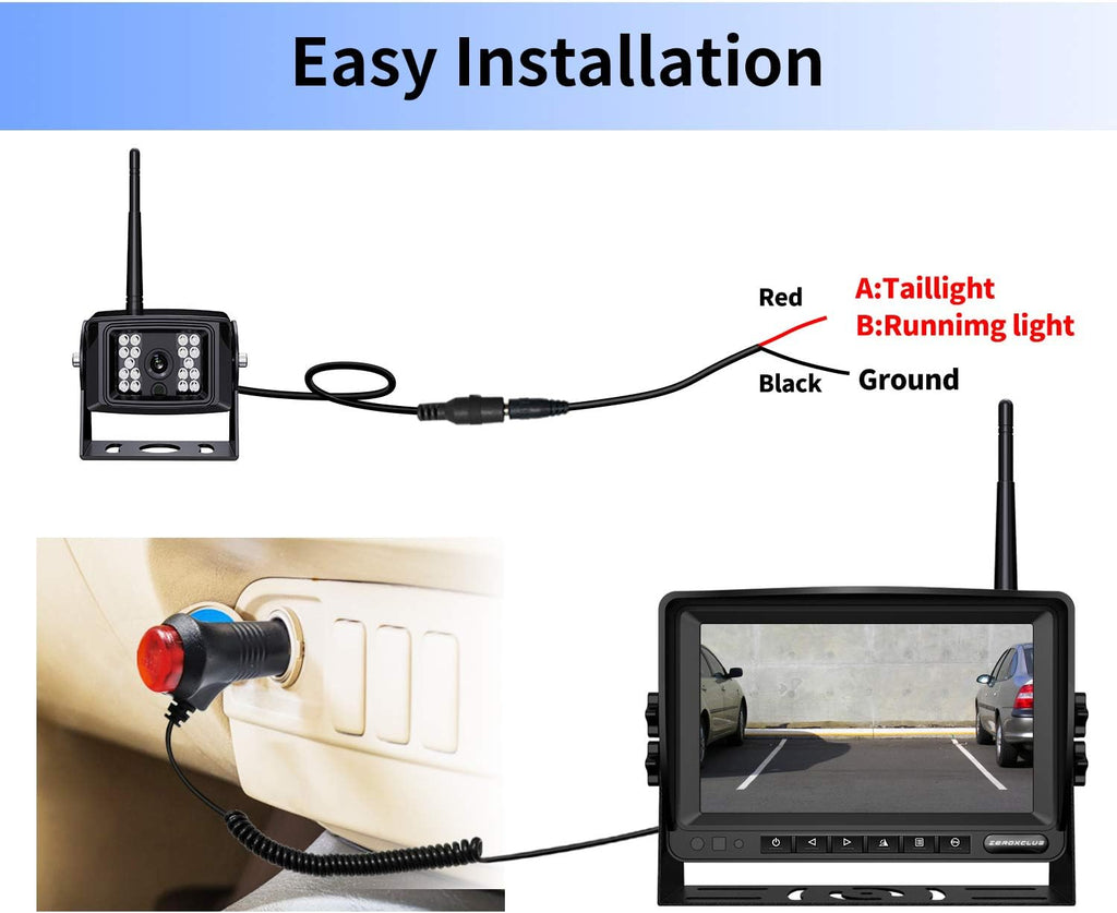 Wireless Backup Camera System Kit with 7’’ LCD Monitor H541
