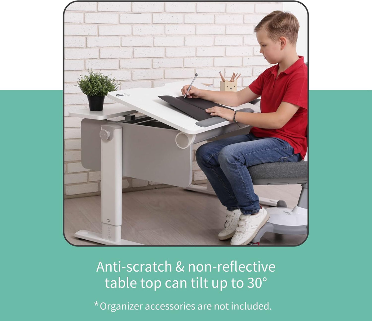 L-Shaped Study Desk with Adjustable Height and Tilt I51569