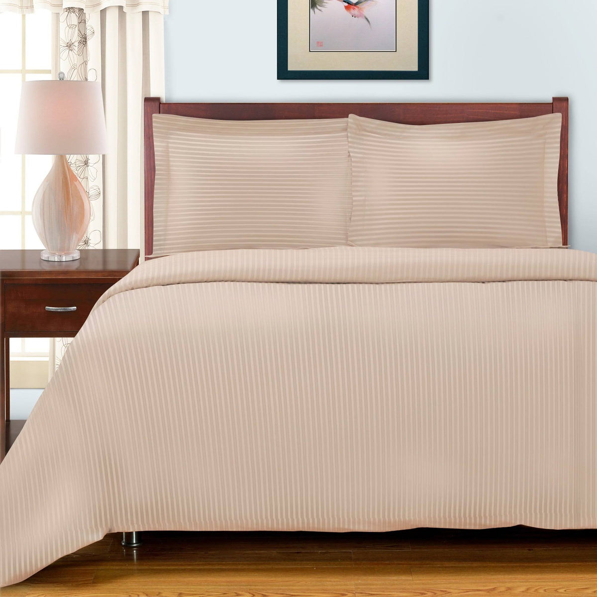 300 Thread Count Cotton Striped Duvet Cover Set King/California King O999892