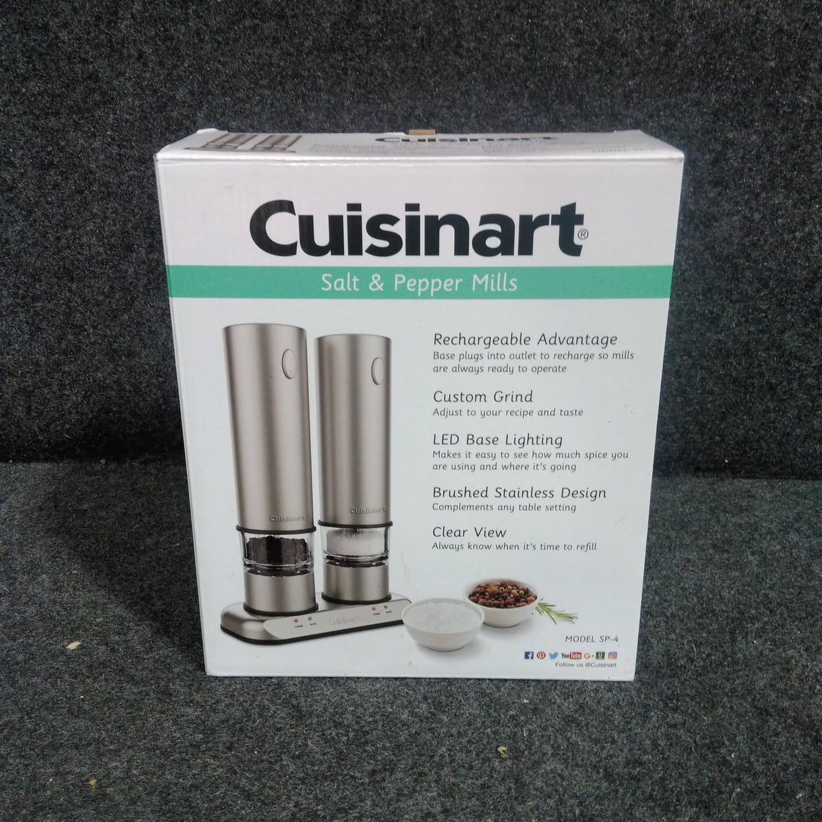 Brushed Stainless Steel Electric Salt & Pepper Mill Set N5571