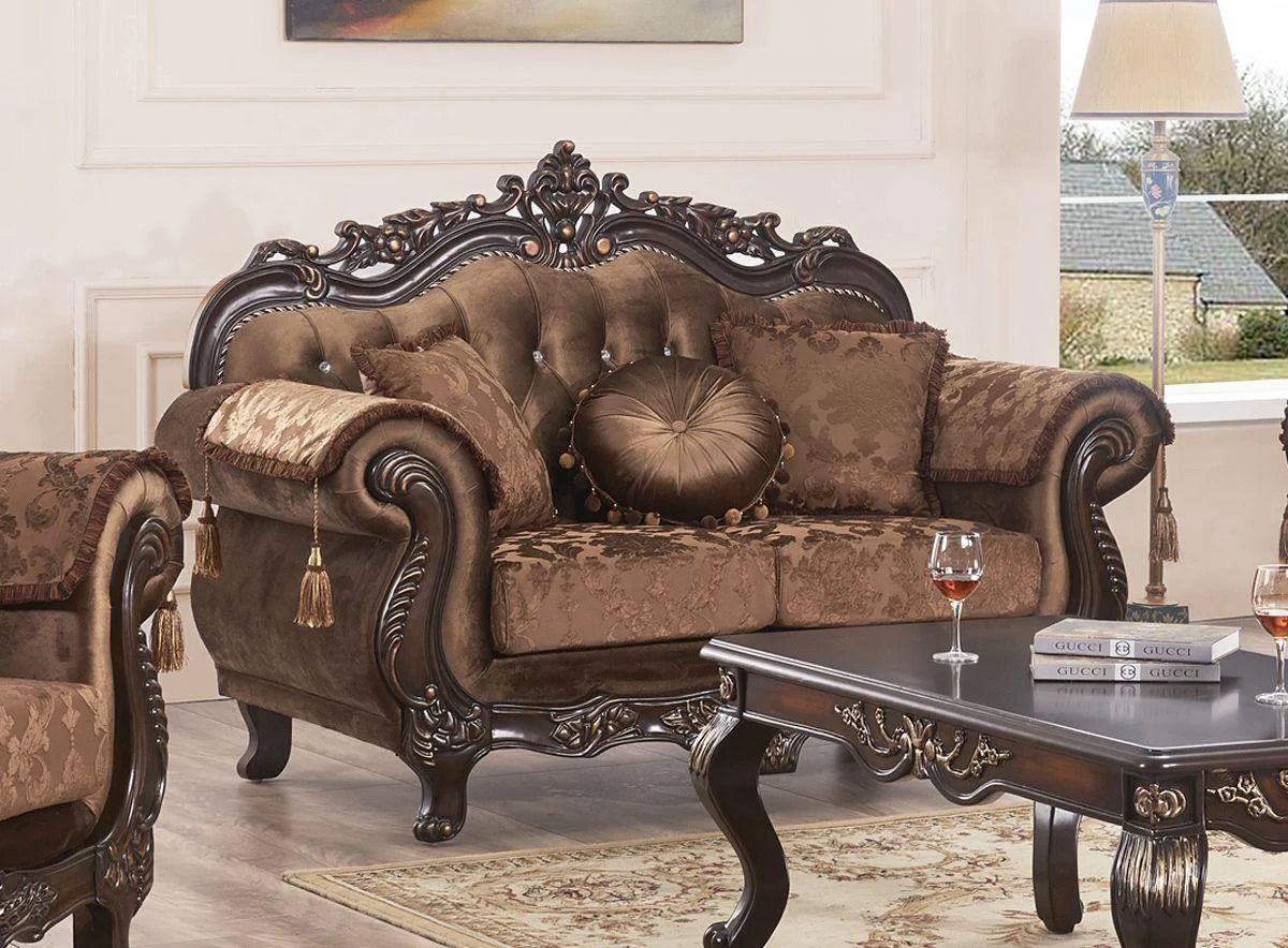 Carved Wood Sofa Set 2Pcs P5155