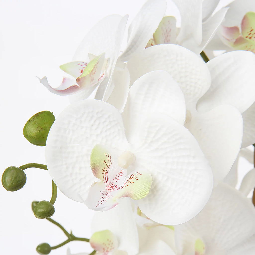 15" White Artificial Orchid in Silver Vase Q333