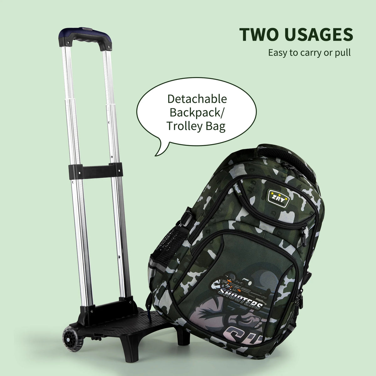 Wheeled Backpack Rolling Daypack Trolley School Bag N324522