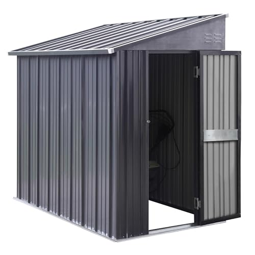 4x6 FT Metal Outdoor Storage Shed with Lockable Door, Grey G11666