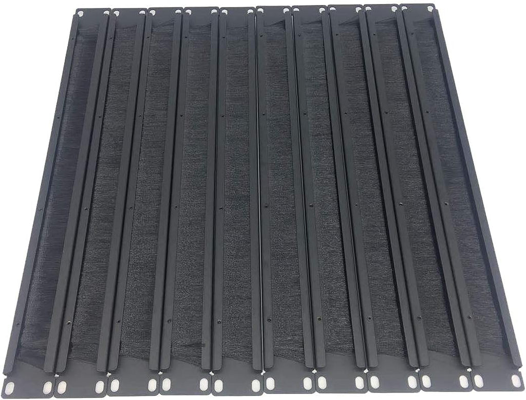 10 Pack 1U Horizontal Rack Mount Cable Management Panel with Cable Entry Brush Black R685