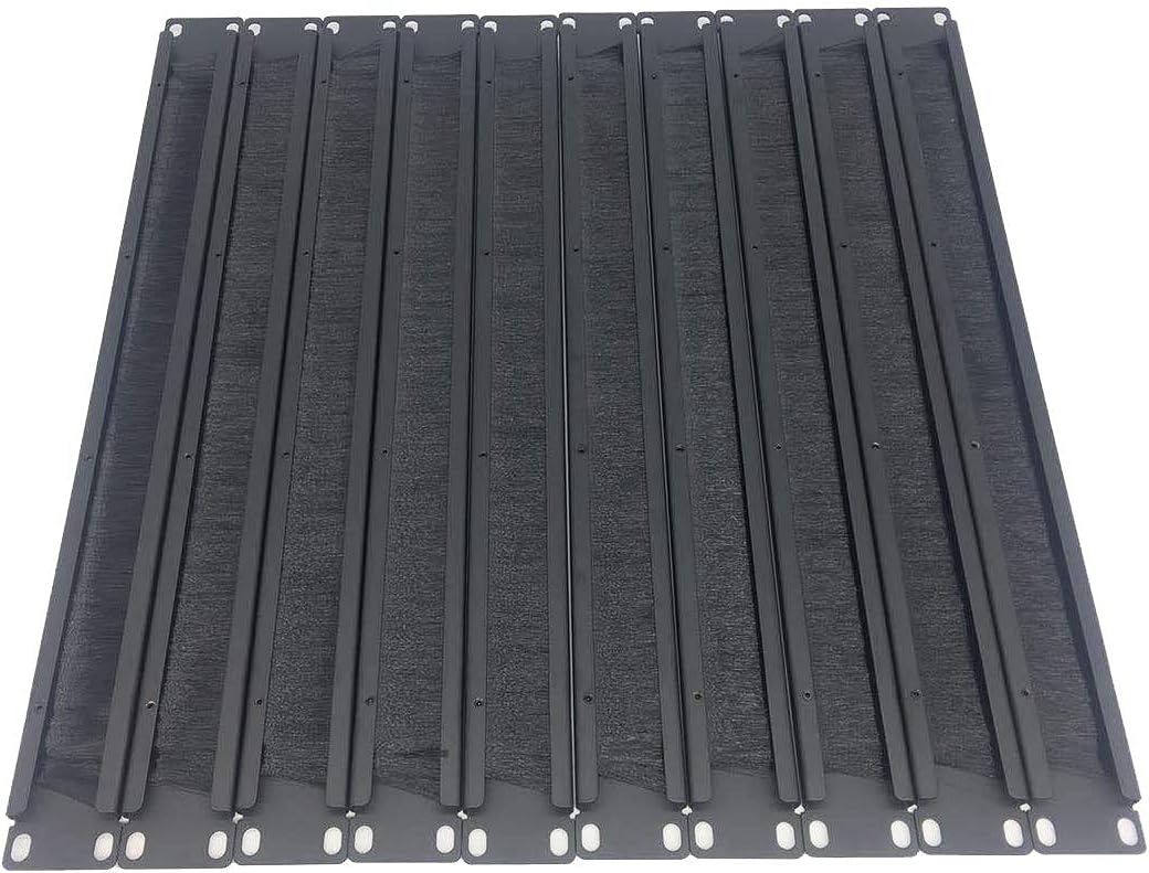 10 Pack 1U Horizontal Rack Mount Cable Management Panel with Cable Entry Brush Black R685