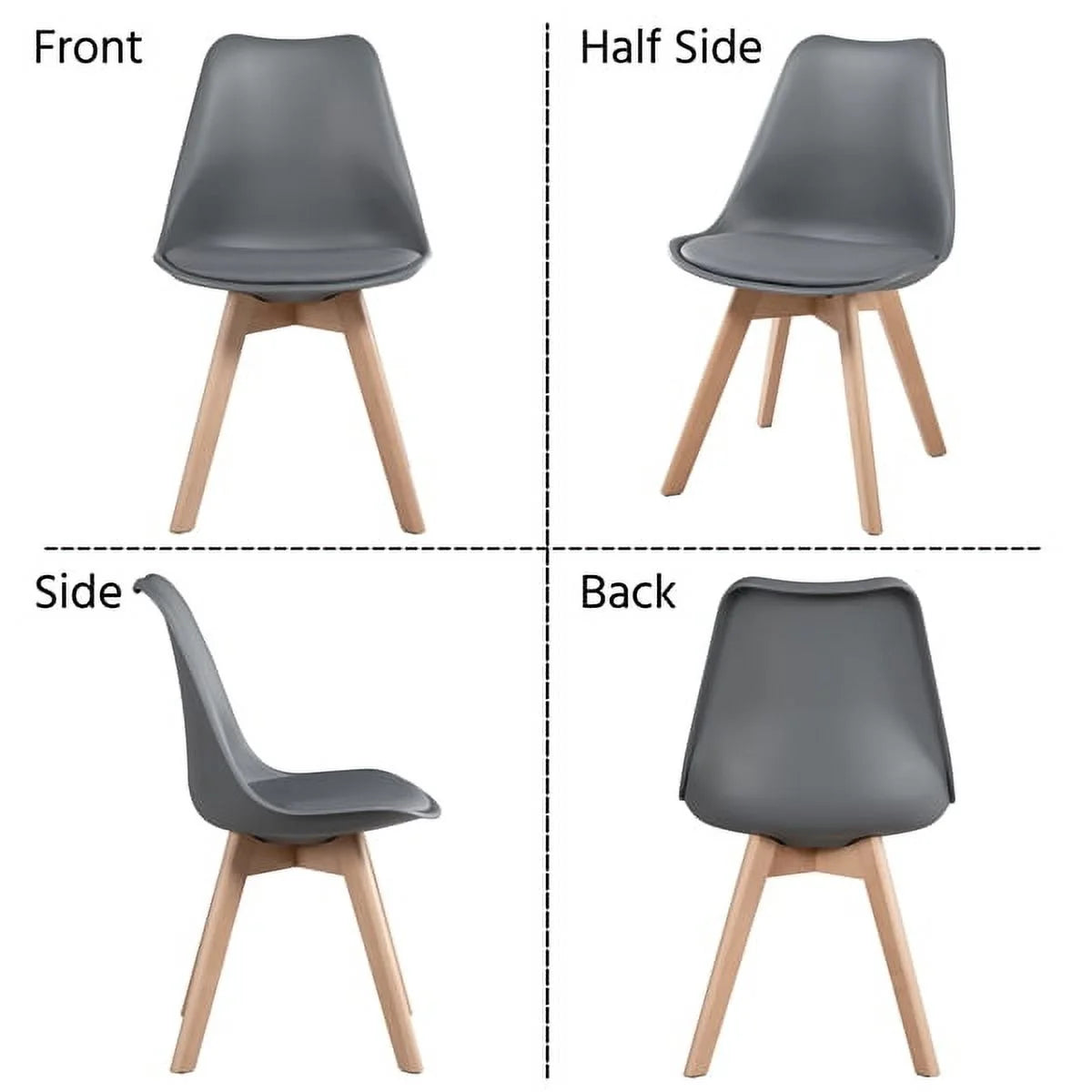 Gray Set of 4 Padded Dining Chairs O685353