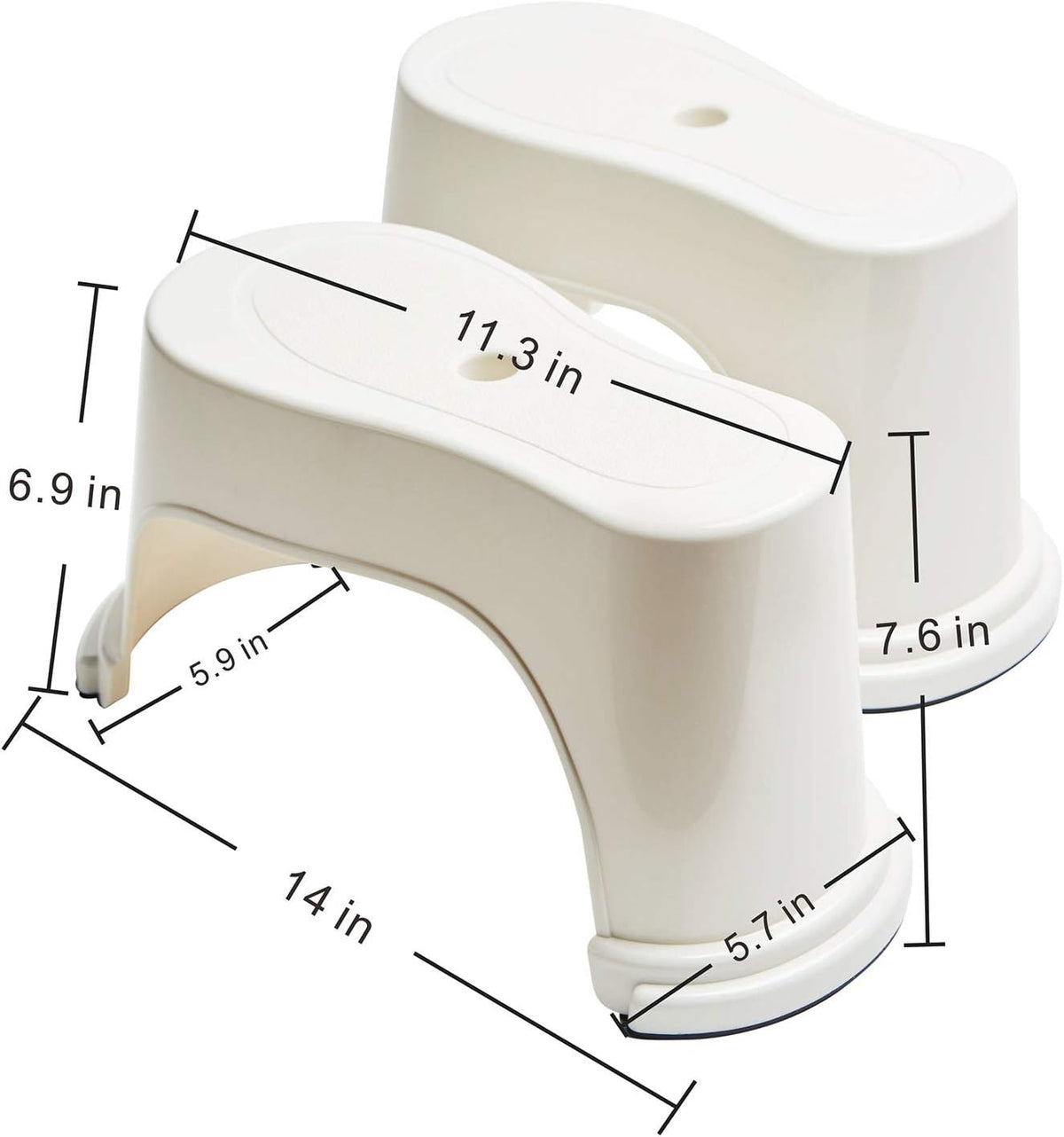 White 2 Pairs Plastic Toilet Stool E88270