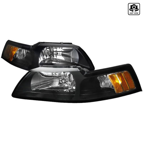 2000 Ford Mustang Black Euro Headlights V1012