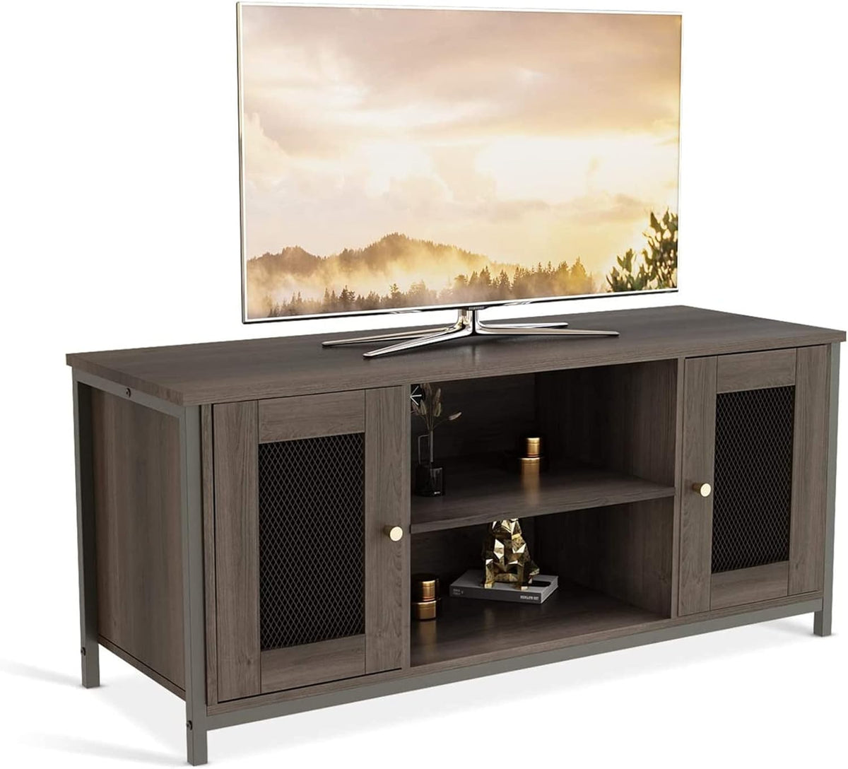 Brown Walnut Entertainment Center Stand with Storage Y2166
