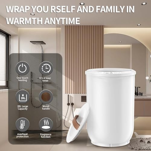 Large Heated Towel Warmer Bucket with Wood Handle G7800