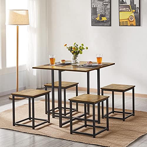 Industrial Dining Table Set for 4 with 4 Stools Z904