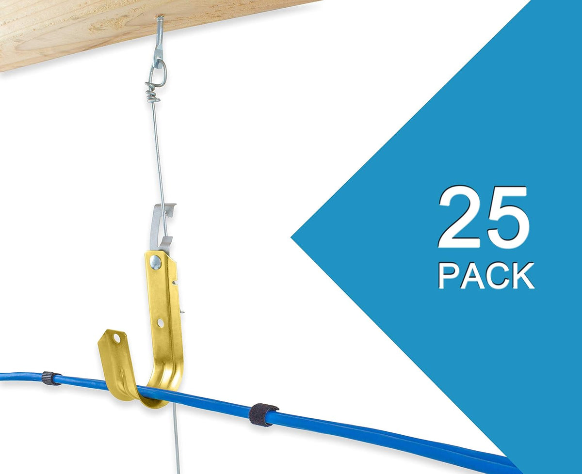 Heavy Duty Metal Cable & Wire Support J-Hook Hangers with Bat Wing Clip I58078