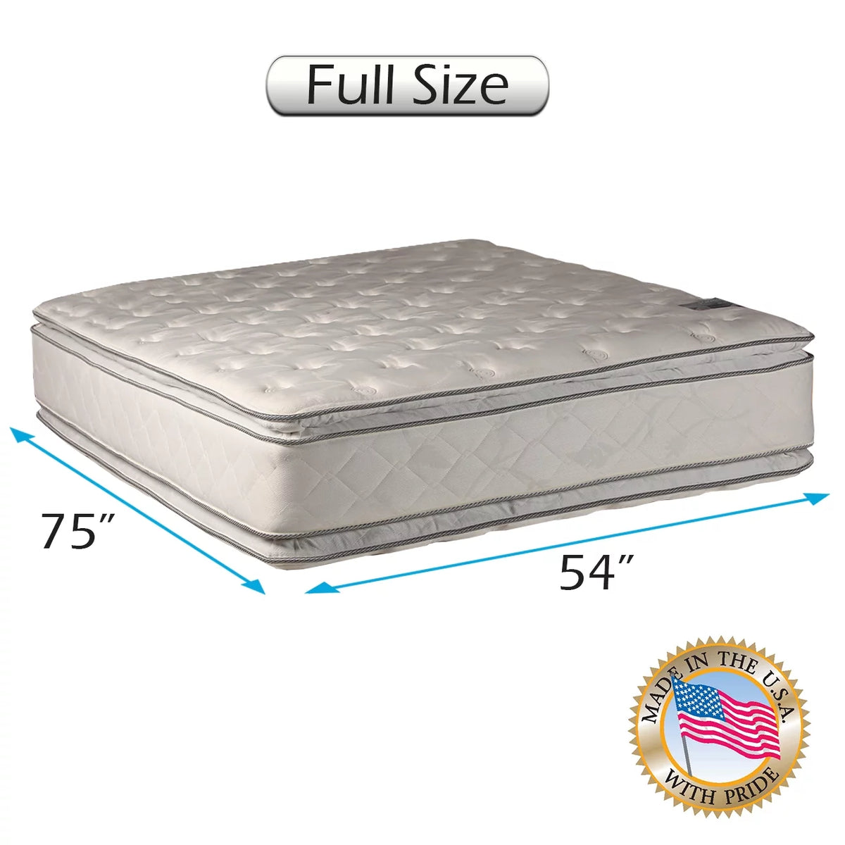 Full PillowTop Two-Sided Quilted Mattress with Bed Frame T533