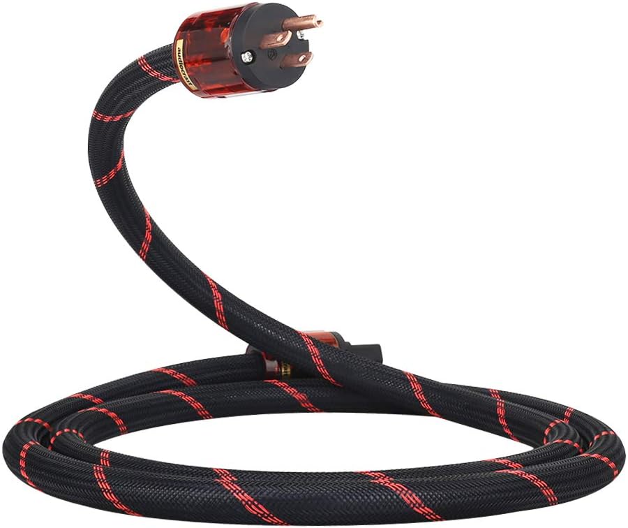 HiFi Power Cable, 125V 15A, Copper Shielding, Braided Sleeve, 6.6FT J9559