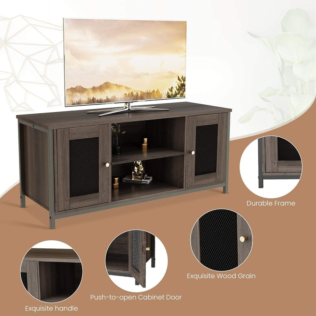 Brown Walnut Entertainment Center Stand with Storage Y2166
