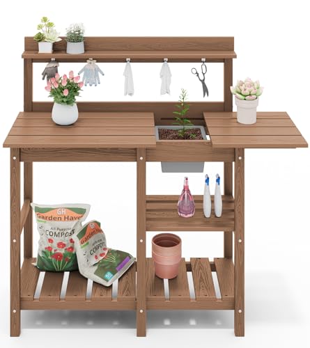 Black HDPE Potting Bench with Sink F154111