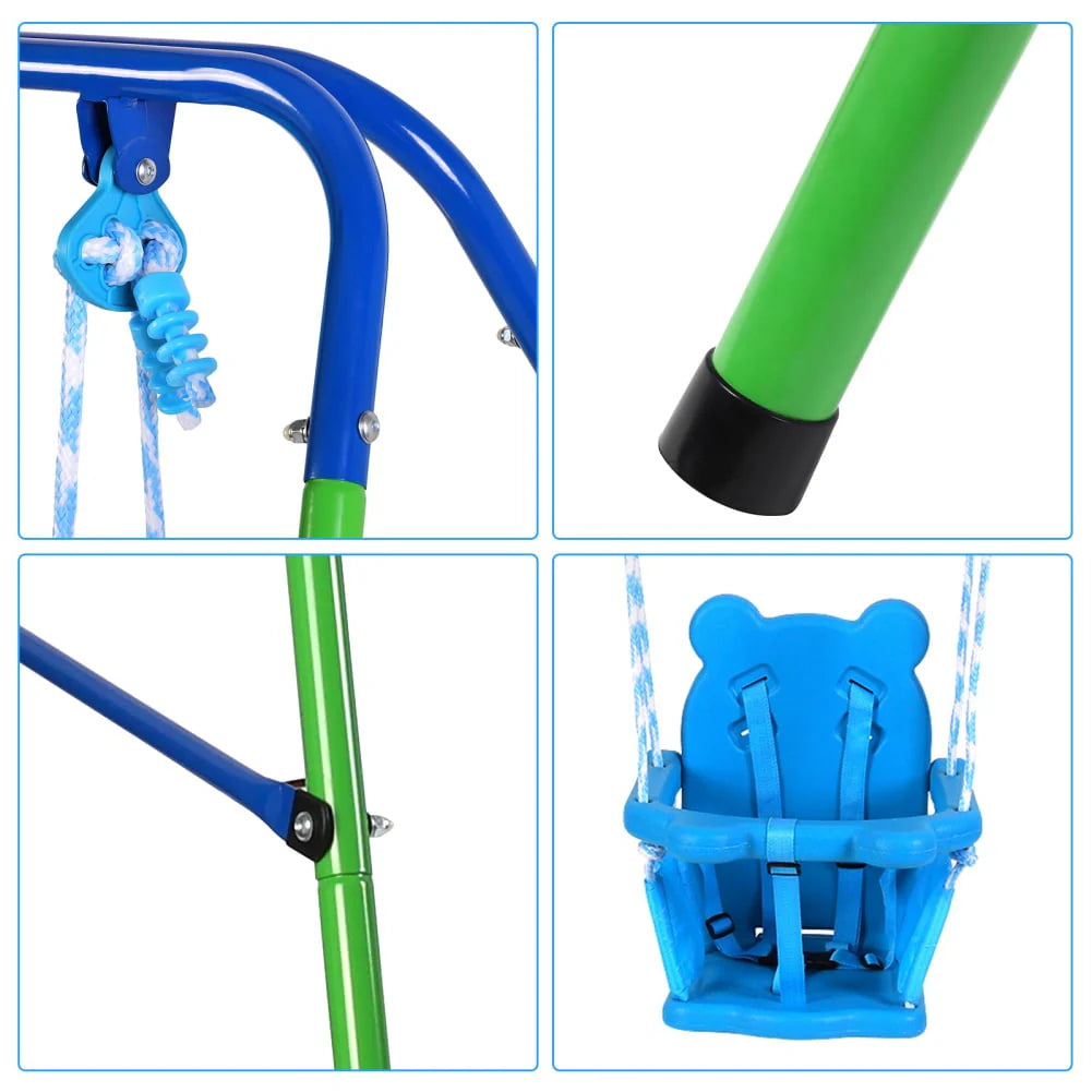 Folding Metal Toddler Swing Set with Safety Seat C4203