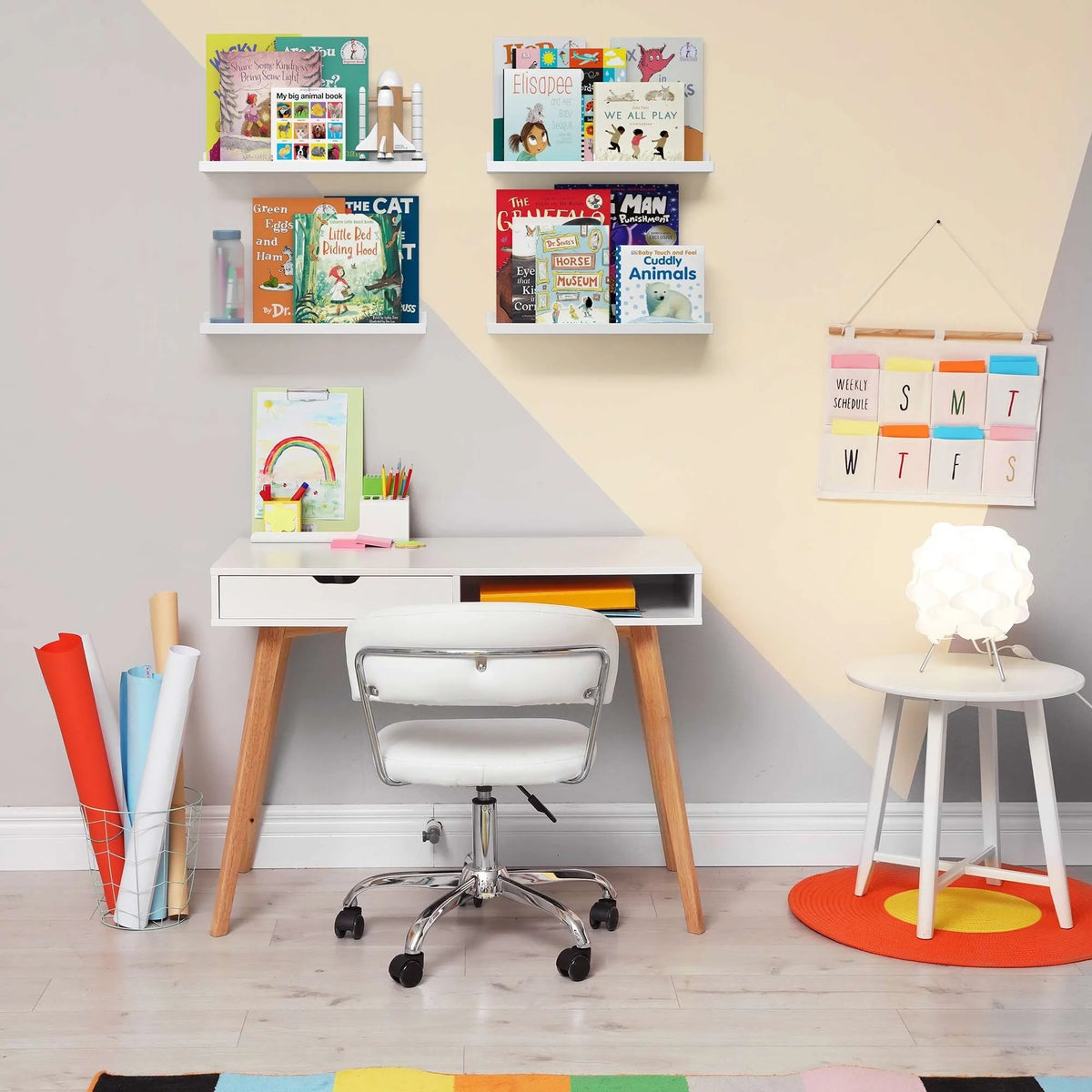 17" Kids Wall Shelves Floating Bookshelf Picture Ledge, Set of 4 A549769