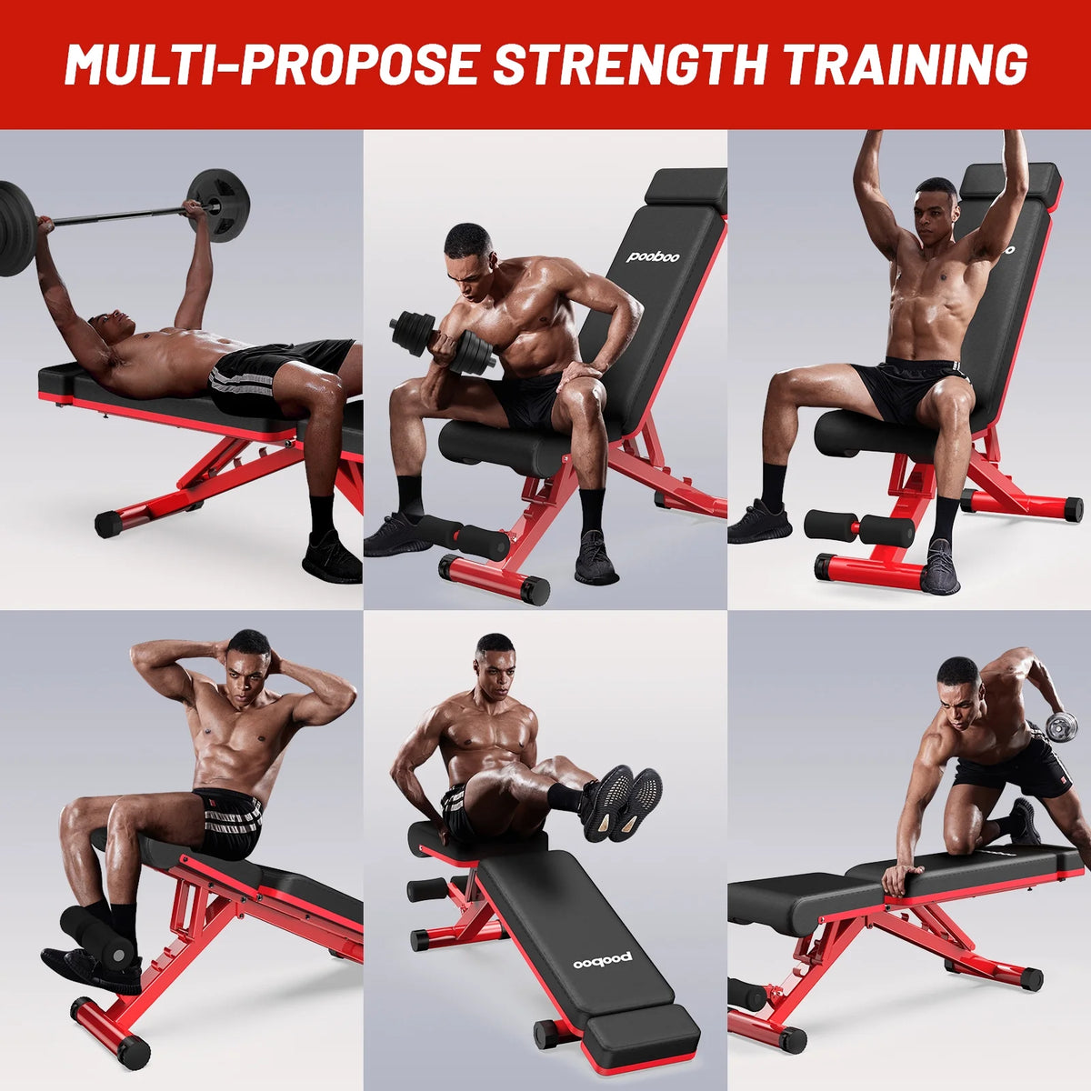 Adjustable Weight Bench with Extended Backrest 660 lbs Capacity V942