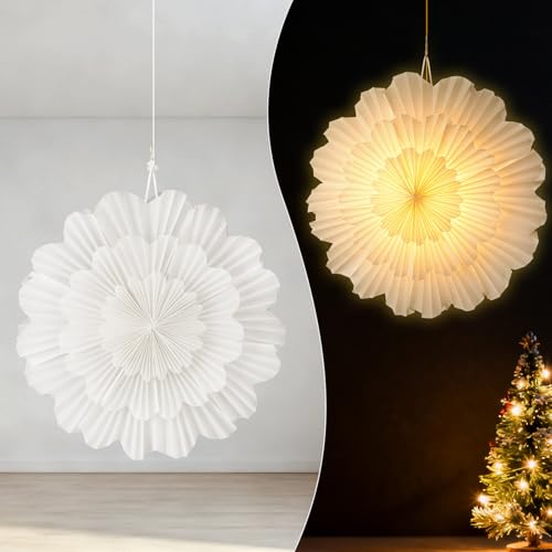 3 Pcs 15.7 Inch Christmas Paper Snowflake Lantern Set K45912