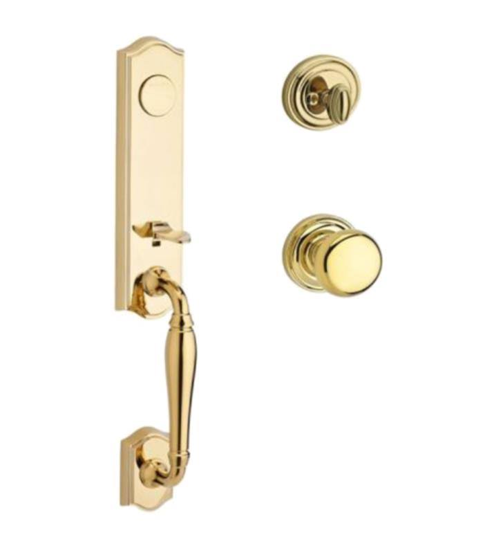 Satin Nickel Handleset with Round Knob and Traditional Round Rose E293174