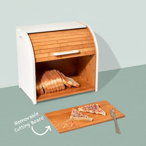 Bamboo Double Layer Roll Top Bread Box O771