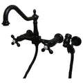 Oil Rubbed Bronze Wall Mount Kitchen Faucet with Metal Cross D153