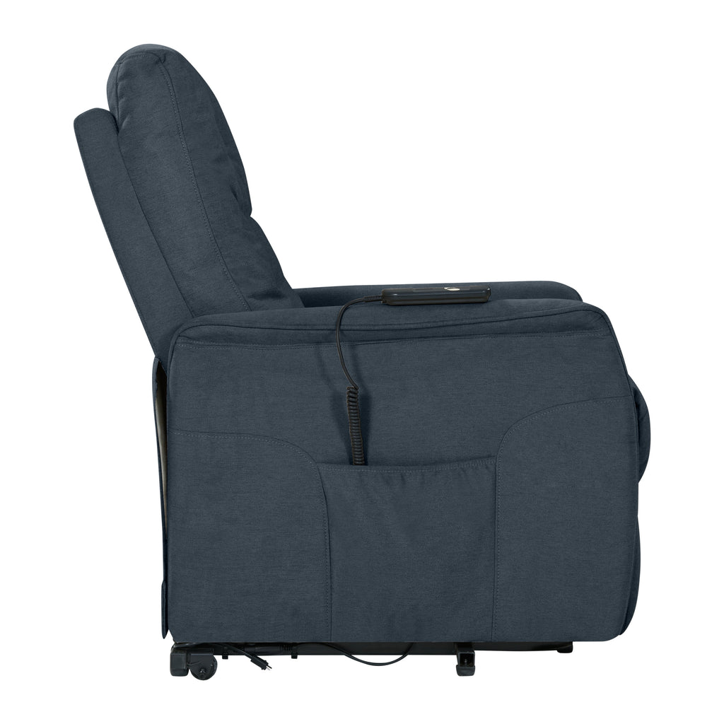 Blue Velour Power Recline and Lift Chair D4697