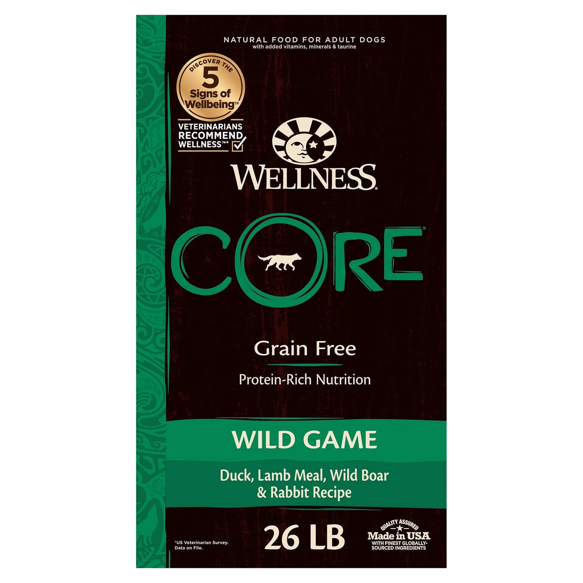 Grain Free Dry Dog Food with Duck, Lamb, Boar & Rabbit, 26-Pound Bag Y16948