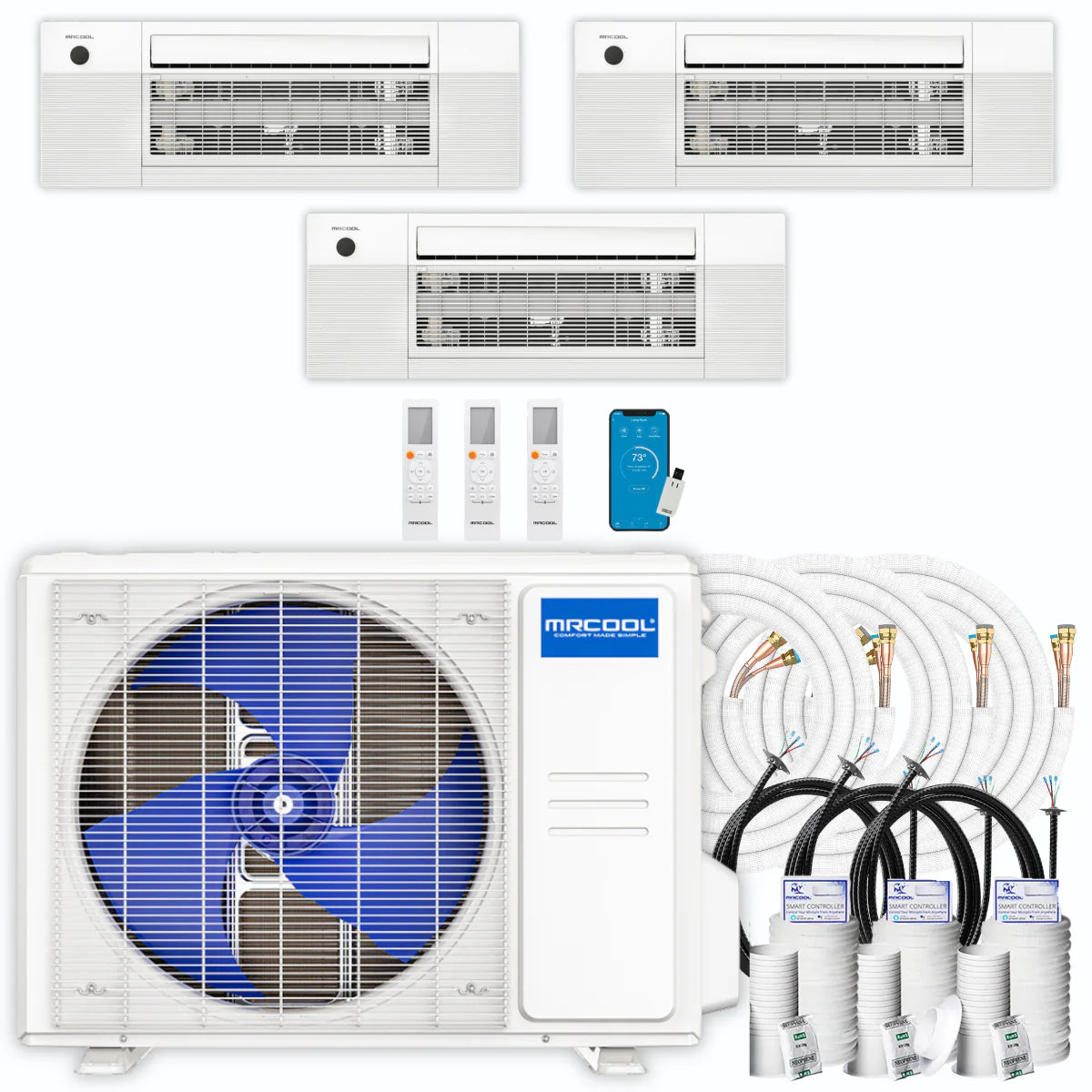 33,000 BTU 3 Zone Ceiling Cassette Ductless Air Conditioner and Heat Pump H83351