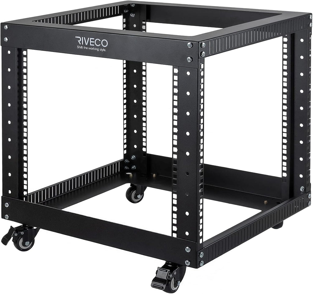 9U Open Frame Server Rack with Casters Black E25576